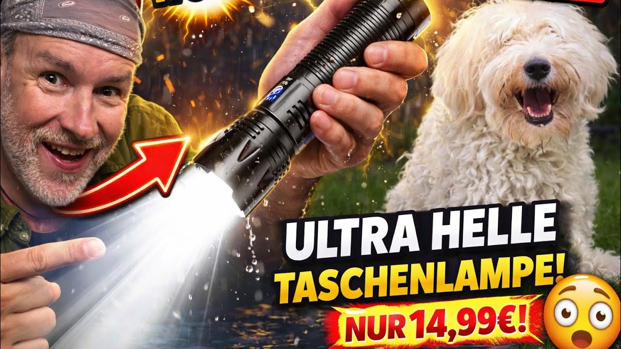 Taghell in Sekunden für 14.99 € ?! 😱 Diese LED-Taschenlampe ist extrem stark⚡ mit 1200 Lumen im Test