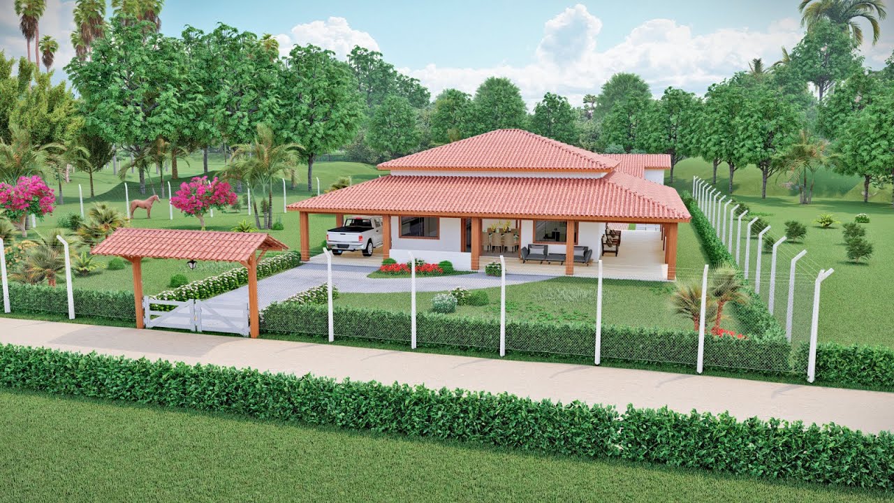 Casa de Campo Quatro Águas com Área Gourmet - MOD - Contato na Descrição | YT2975
