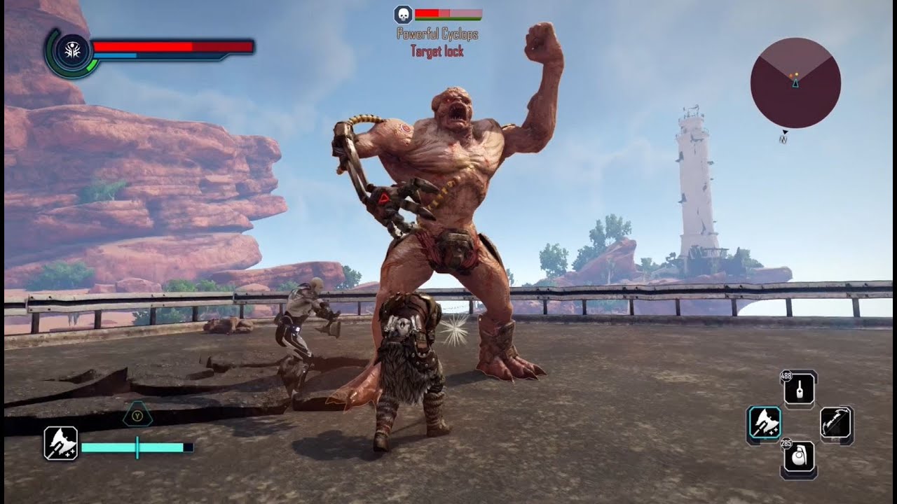 Elex: Berserker combat gameplay - Powerful Cyclops and Troll