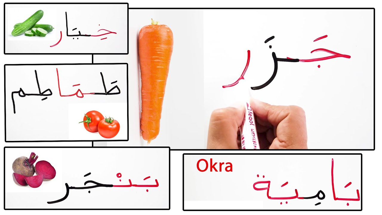 اسماء الخضراوات تعليم القراءة والكتابة للمبتدئين محو الامية Reading Vegetables names in Arabic
