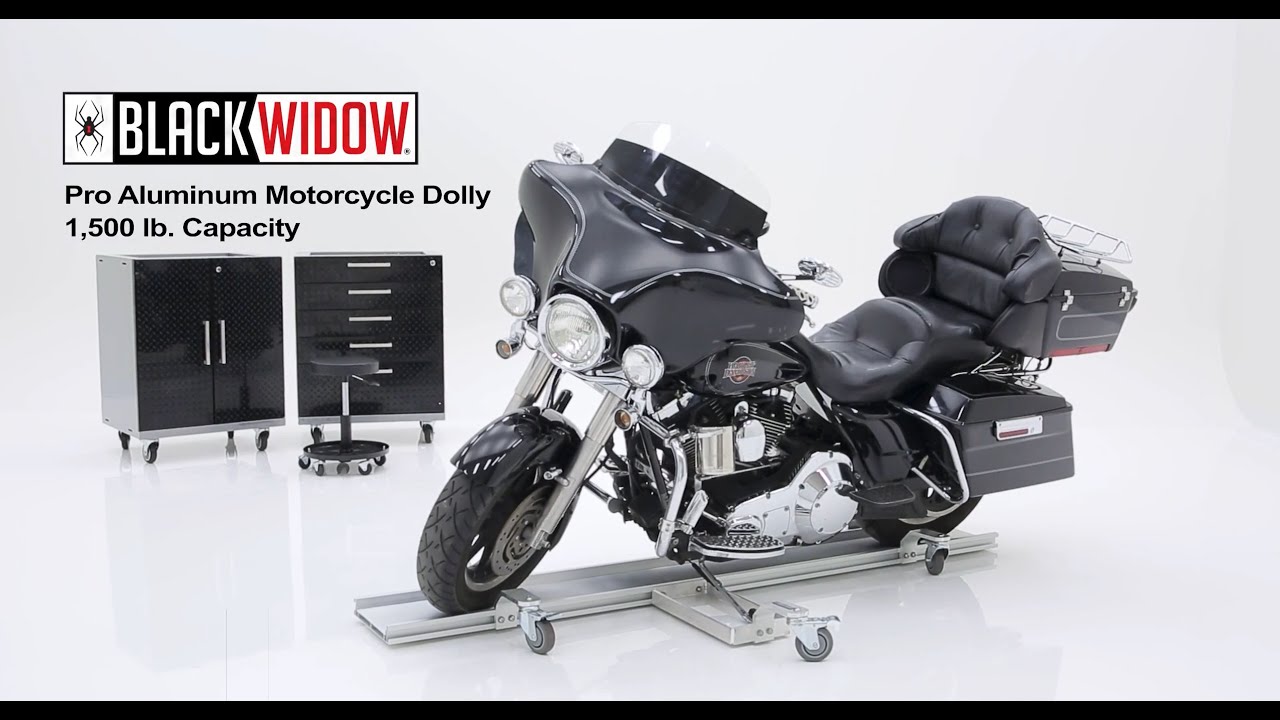Black Widow Pro Aluminum Motorcycle Dolly &ndash; 1,500 lb  Capacity