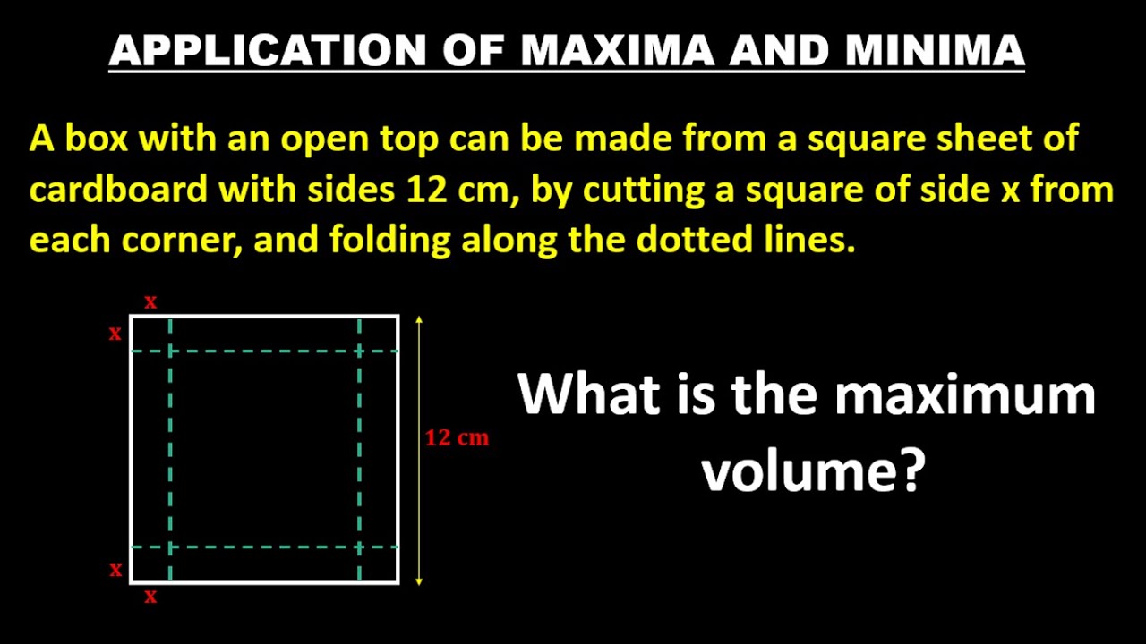 APPLICATION OF MAXIMA AND MINIMA || BASIC CALCULUS