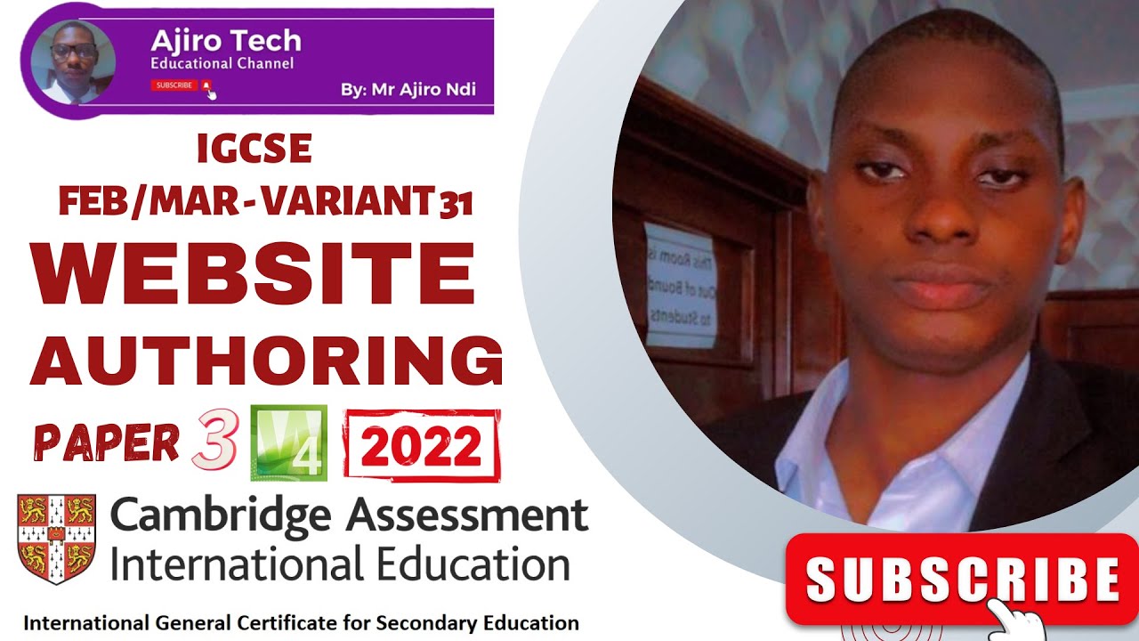 IGCSE ICT (0417/0983) Paper 3 Website Authoring February March 2022 Variant 31