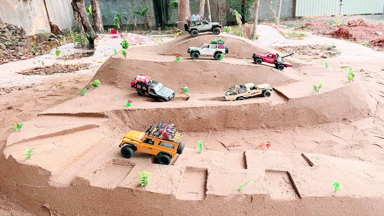 RC Off-Road Climbing Sand Mountain Obstacles Simulation test | MN Tank 300 MN128 Jeep Rubicon MN82