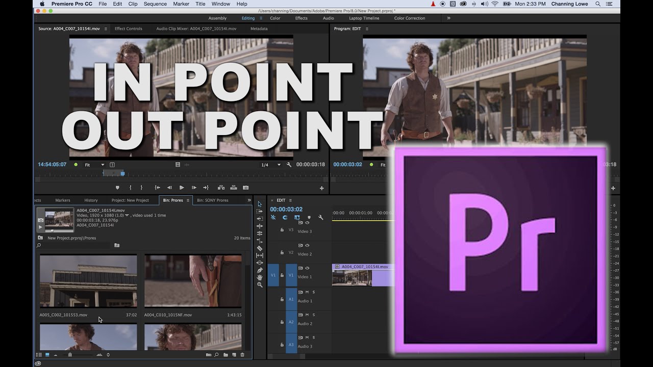 Episode 8 - Basic Editing Insert and Overwrite In and Out Points - Tutorial for Adobe Premiere Pro