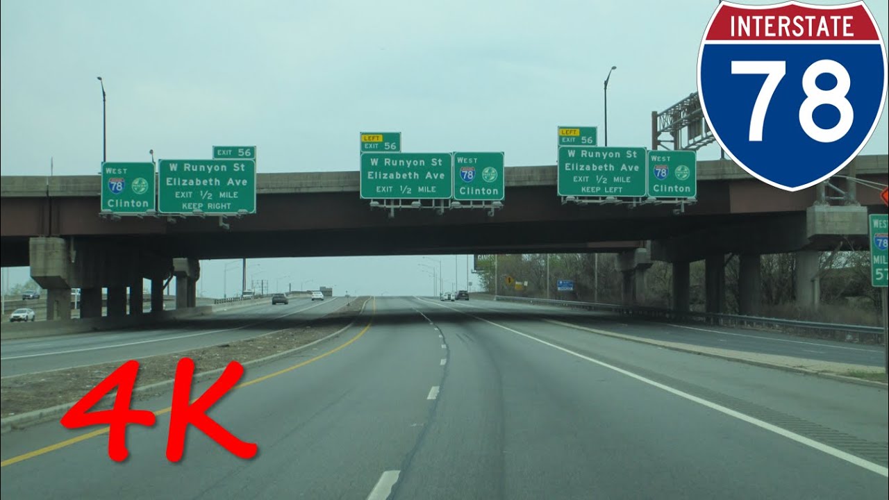 ⁴ᴷ Interstate 78 (Jersey City, NJ to Bedminster, NJ) westbound [4K VIDEO]
