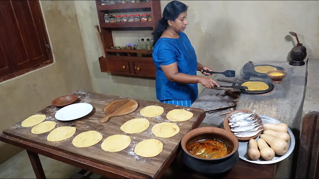 Butternut squash Paratha with Indian Mackerel Fish Masala Curry ❤️ Village Dinner Recipe