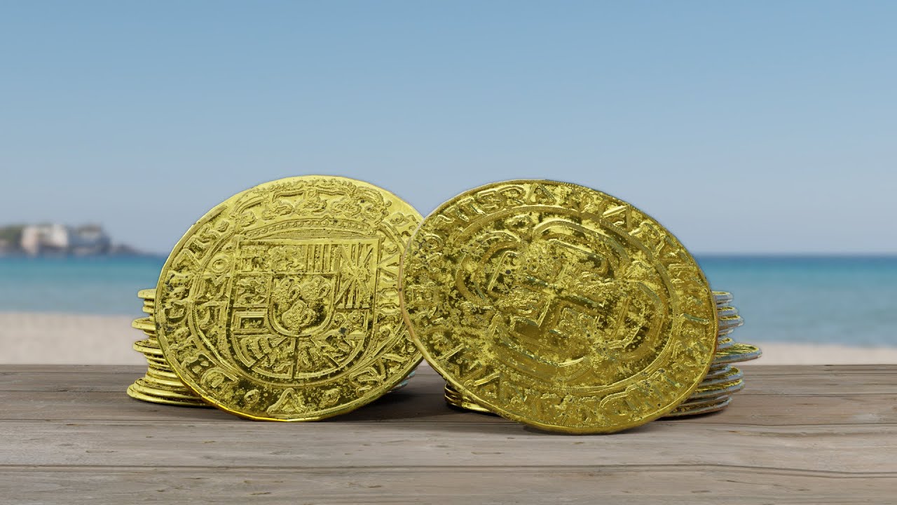 Gold Doubloon Coin 3D Model