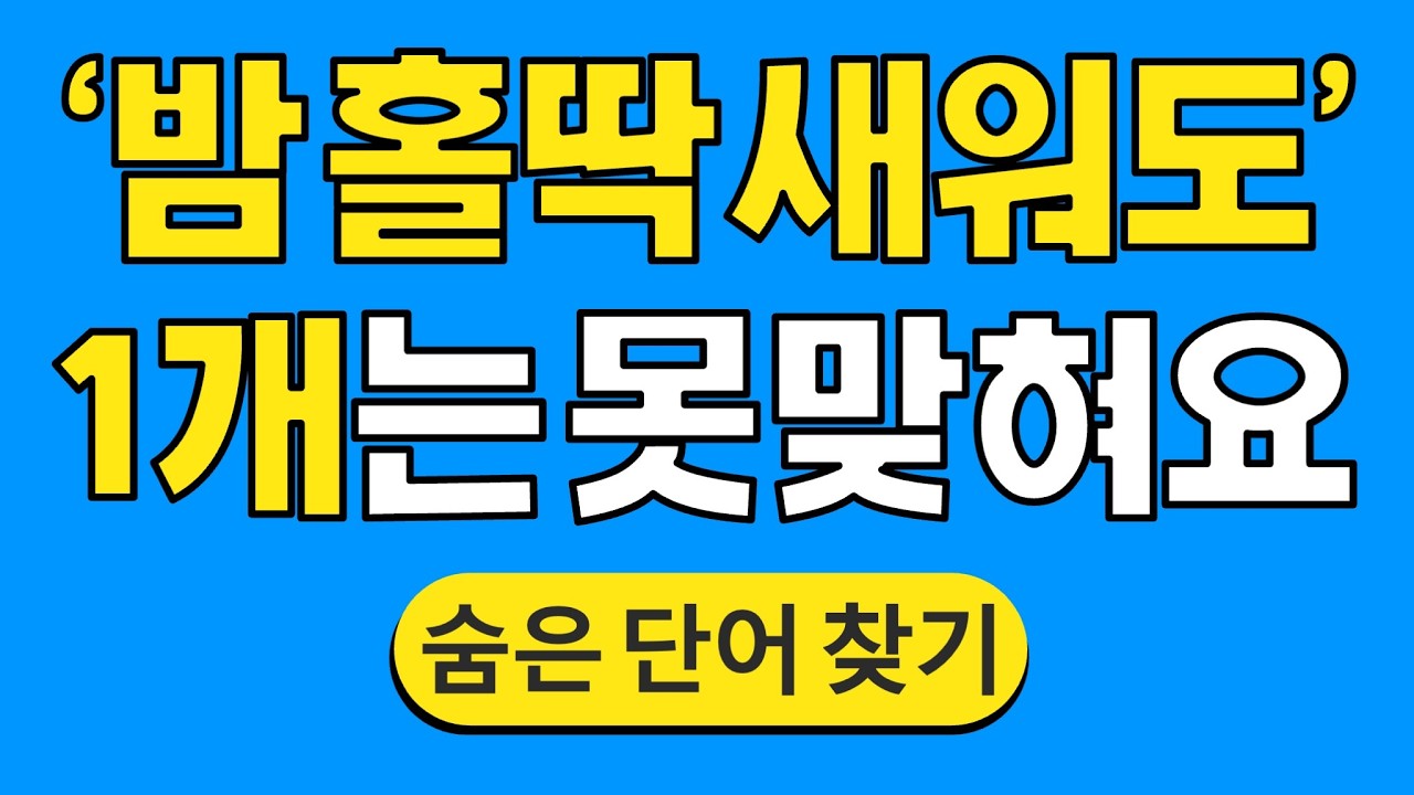 '밤 홀딱 새워도' 1개는 못 맞혀요 #1848 | 숨은단어찾기 | 치매 예방 퀴즈 | 단어찾기 | 치매테스트 | 치매예방퀴즈