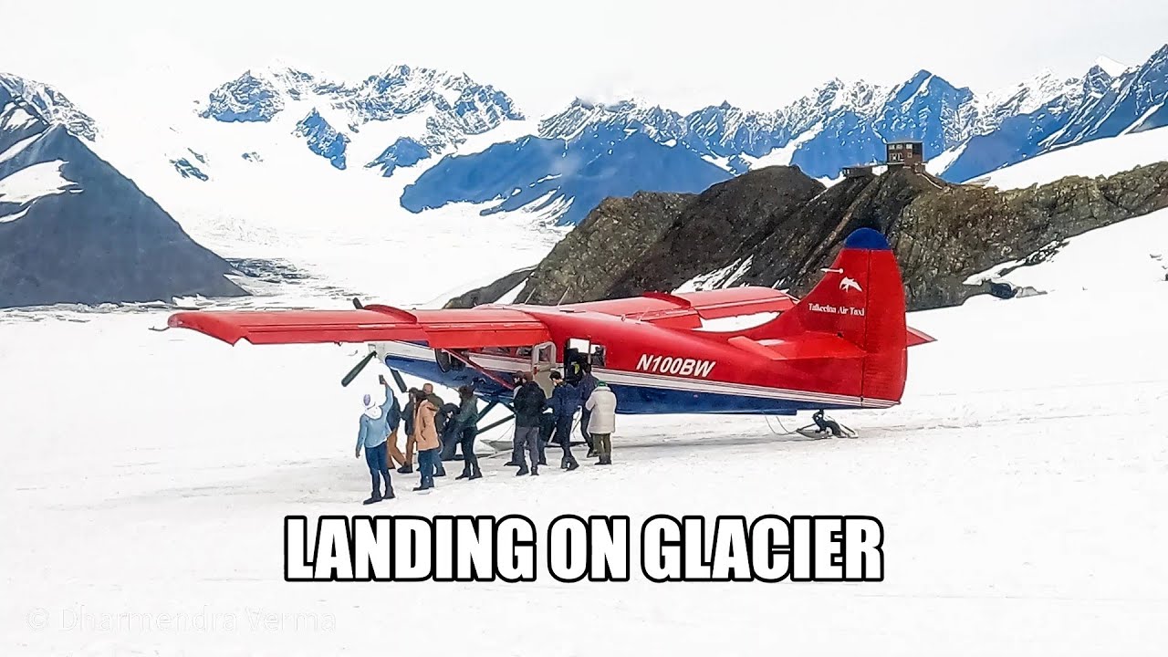 Landing plane on a Glacier, Highest point | Talkeetna Air Taxi tours | Denali National Park | Alaska