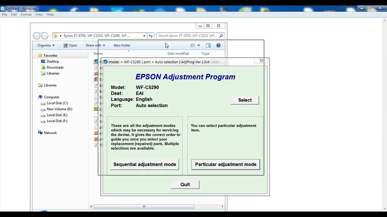 Reset Epson ET-8700, WF-C5210, WF-C5290, WF-C5710, WF-C5790 Adjustment Program NEw ver .1.0.4