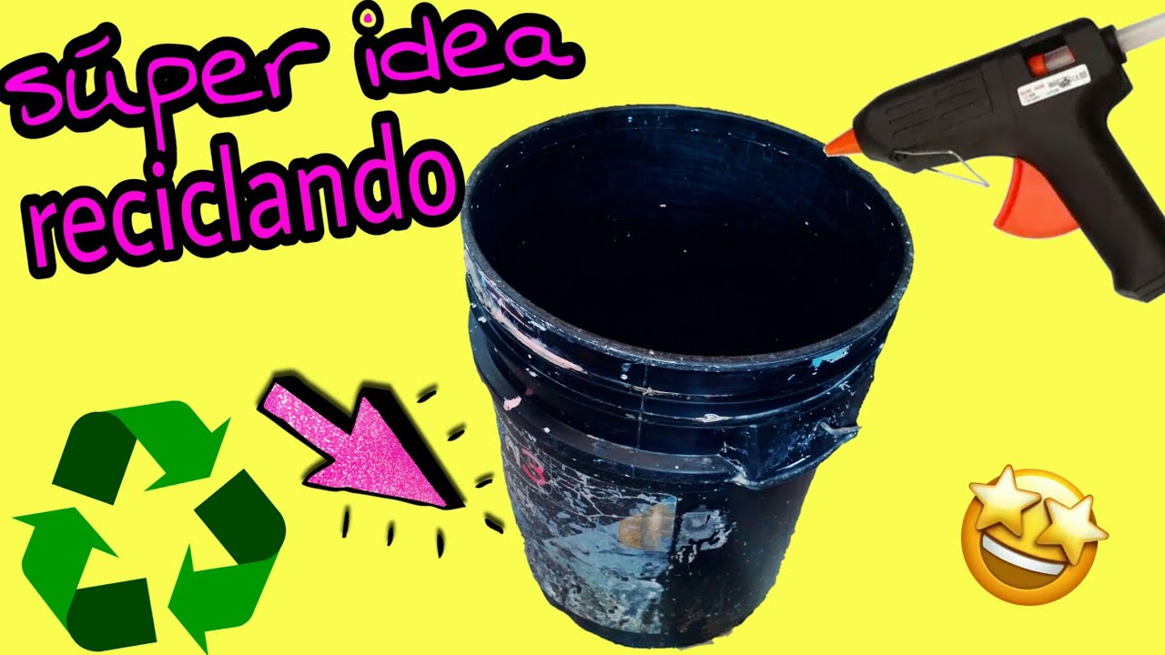 cesta para la ropa sucia reciclando un tacho o balde viejo (Gran idea reciclando),
