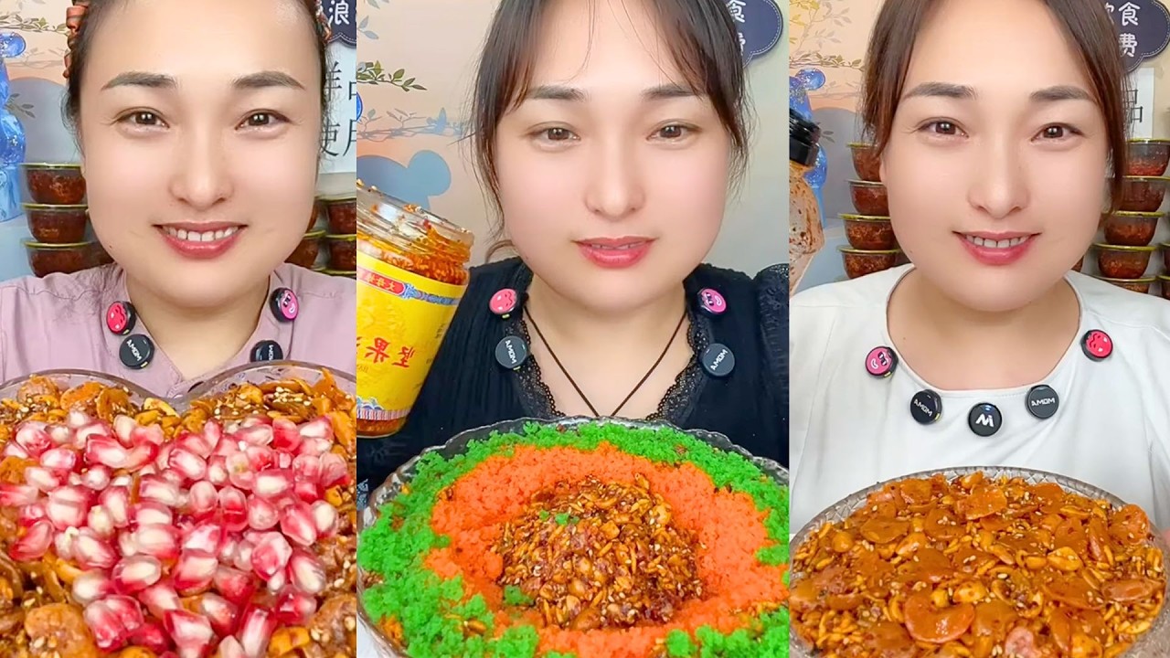 Pomegranate Topped Chili Seafood and Colorful Roe Bowl Mukbang