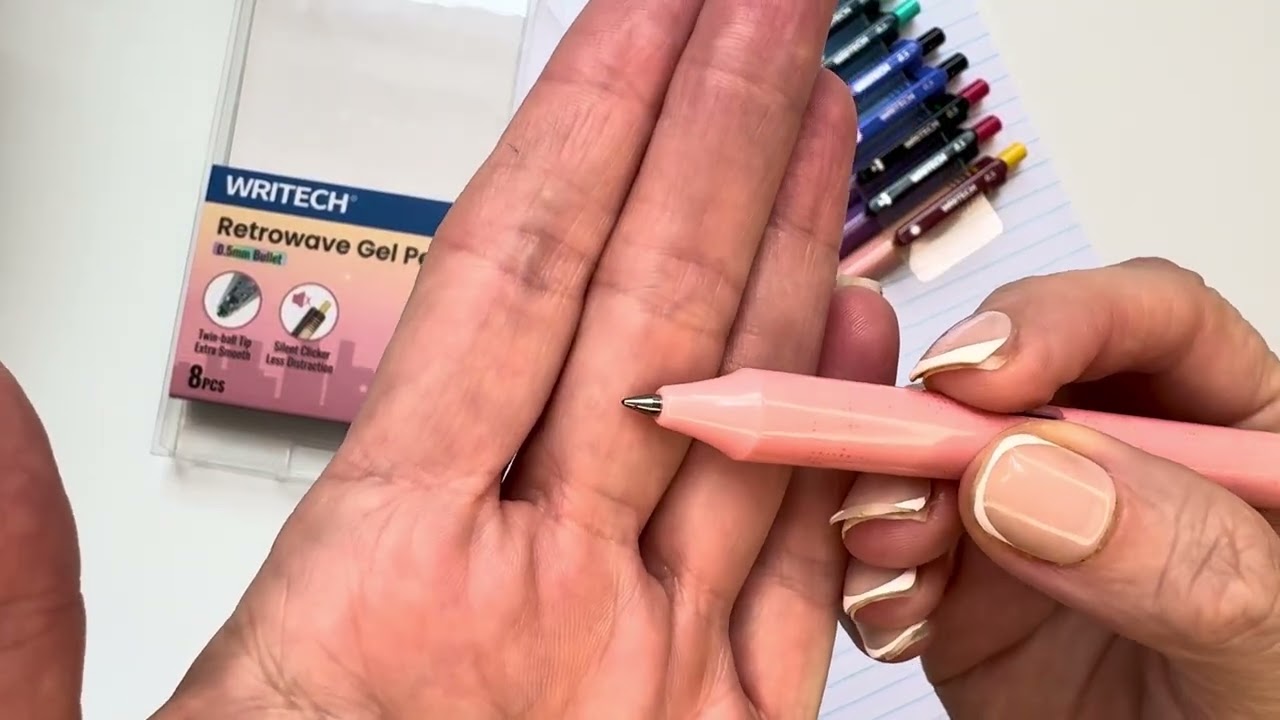 Обзор гелевой ручки WRITECH Retrowave | Тонкий наконечник 0,5 мм, бесшумный клик, гладкие чёрные ...