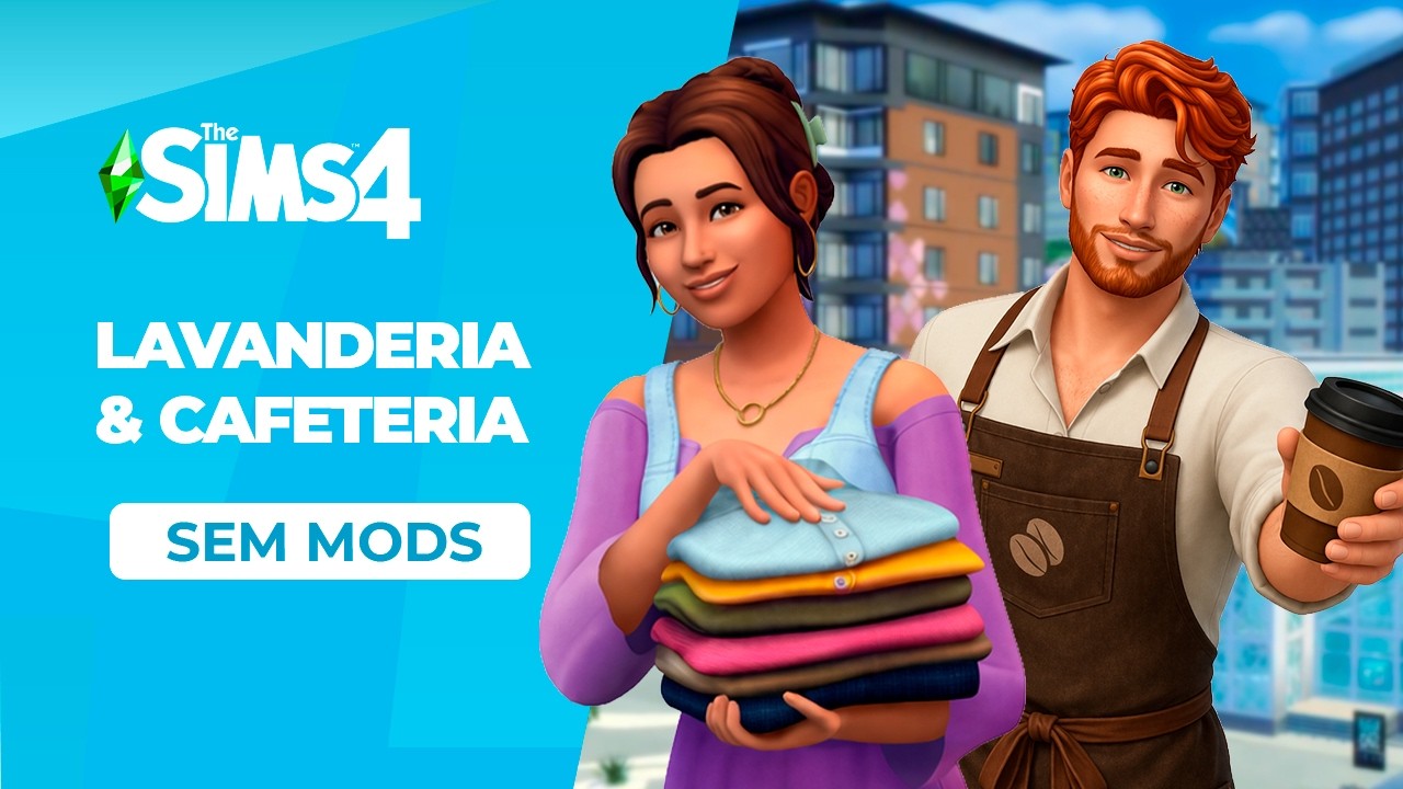 Como Fazer uma Lavanderia + Cafeteria Funcional no The Sims 4 (sem mods) 💸☕ #thesims4