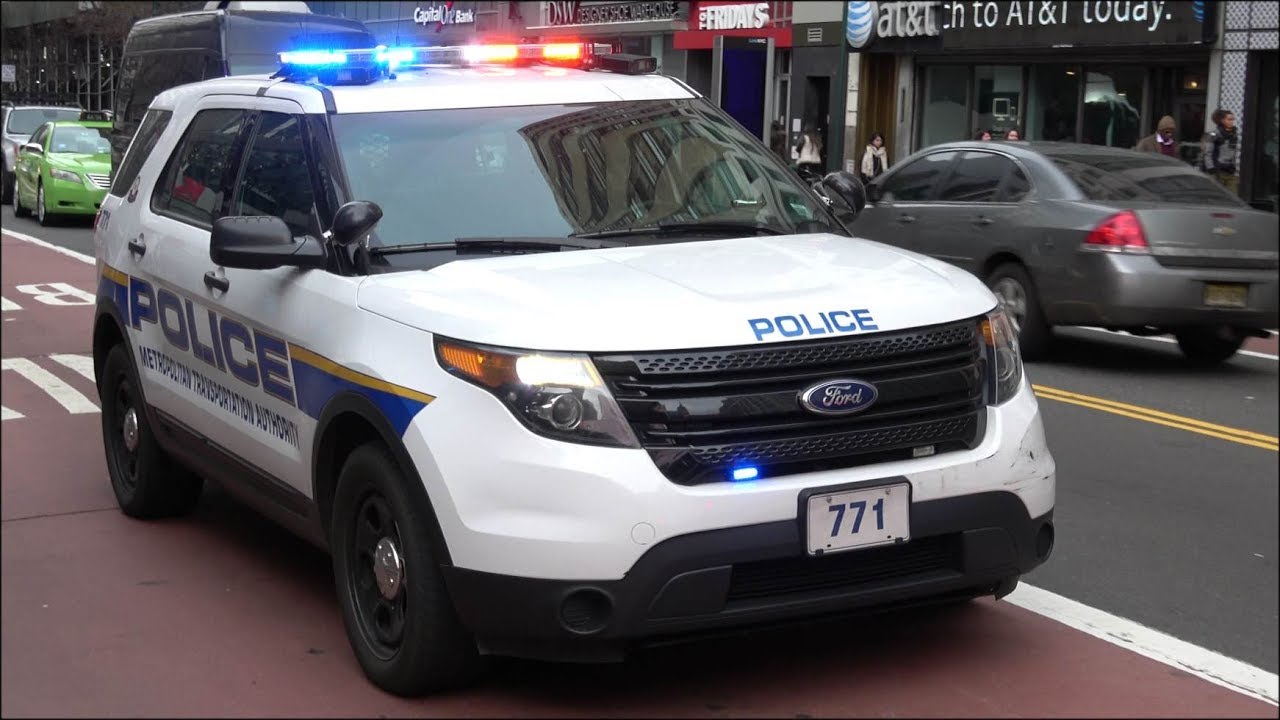 MTA Police Car responding and on scene with FDNY EMS