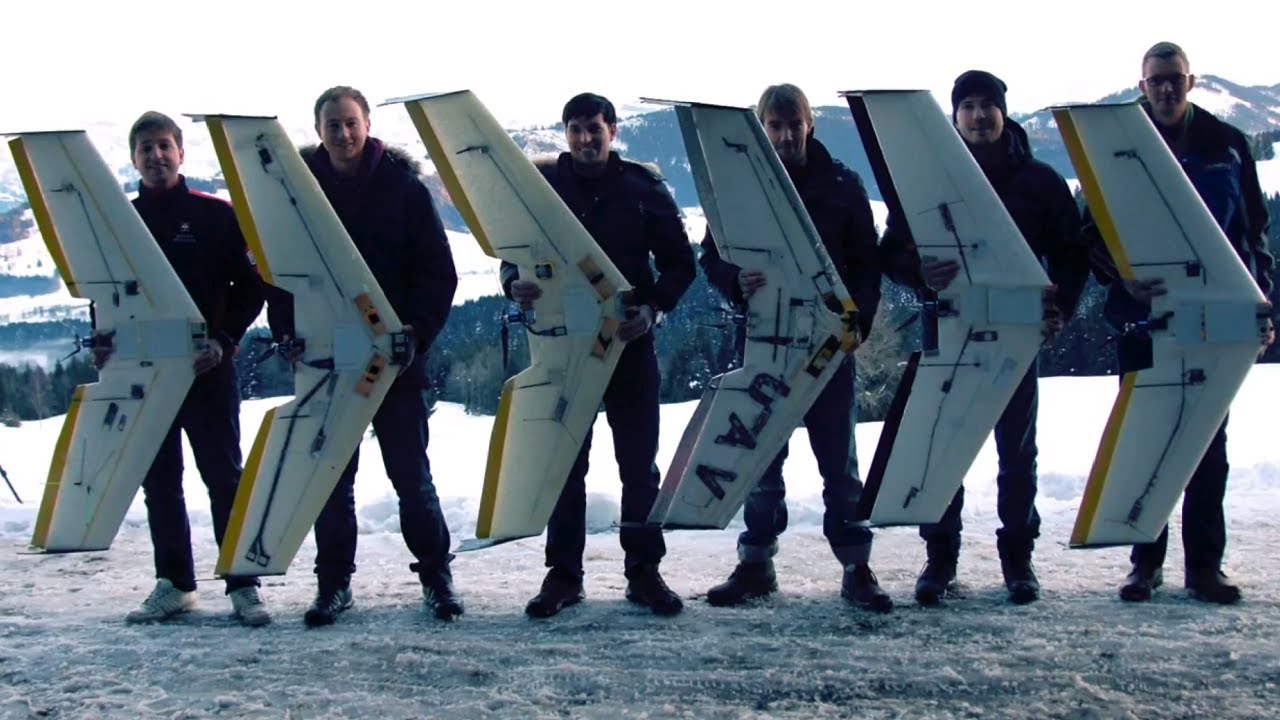 Five XXL-Drones Flying in Formation