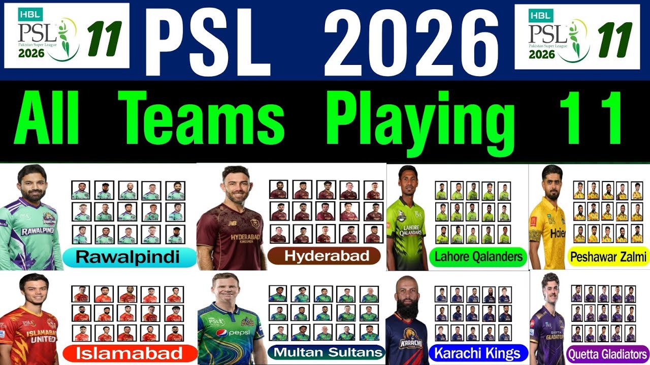PSL  2026 All  Teams Playing 11 | Pakistan Super League 2026 All 8 teams playing 11 | Psl 11 