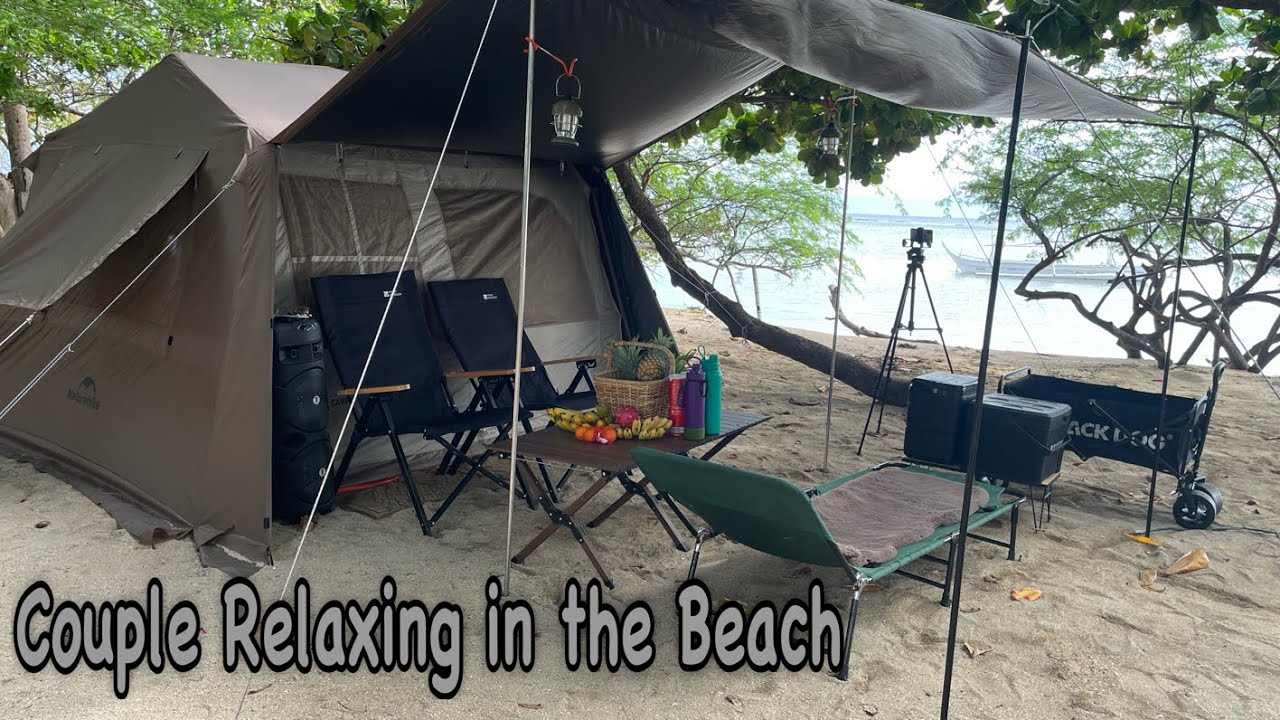 Relaxing couple Camping in the beach / Edna’s Beach / naturehike Village  V. 6.02 Tent