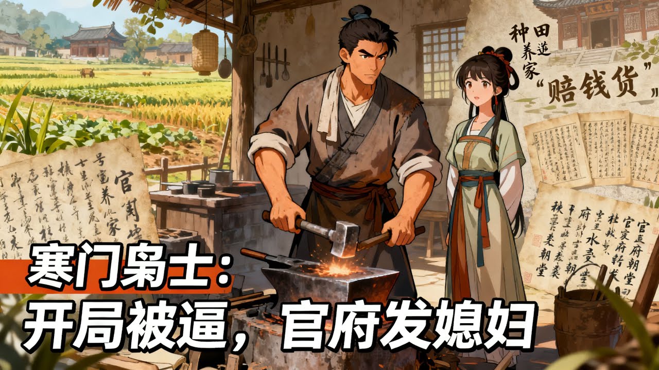 《寒門梟士：開局被逼，官府發媳婦》現代工程師穿成寒門鐵匠，面對官府強制婚配，本想隨便領個姑娘回家，卻意外挑中全村最水靈的“賠錢貨”，從此開啓種田養家、逆襲朝堂之#漫畫解說#玄幻#爽文#小說推薦#有聲書