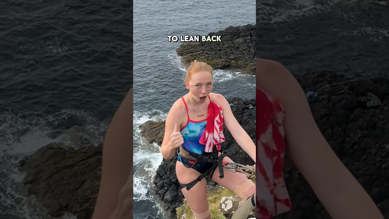 Cliff dive in Ireland 🤯 #bravegang #northsea