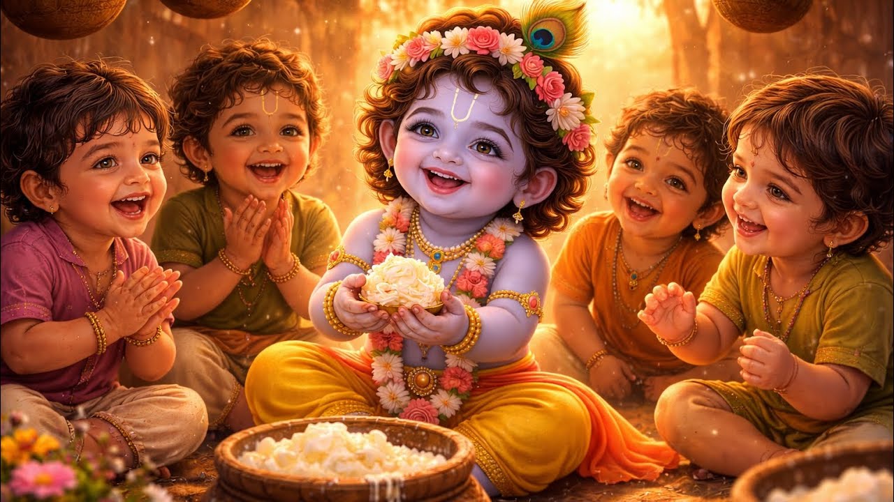 Achyutam Keshavam Krishna Damodaram | Soothing Krishna Bhajan | Kids Devotional Song