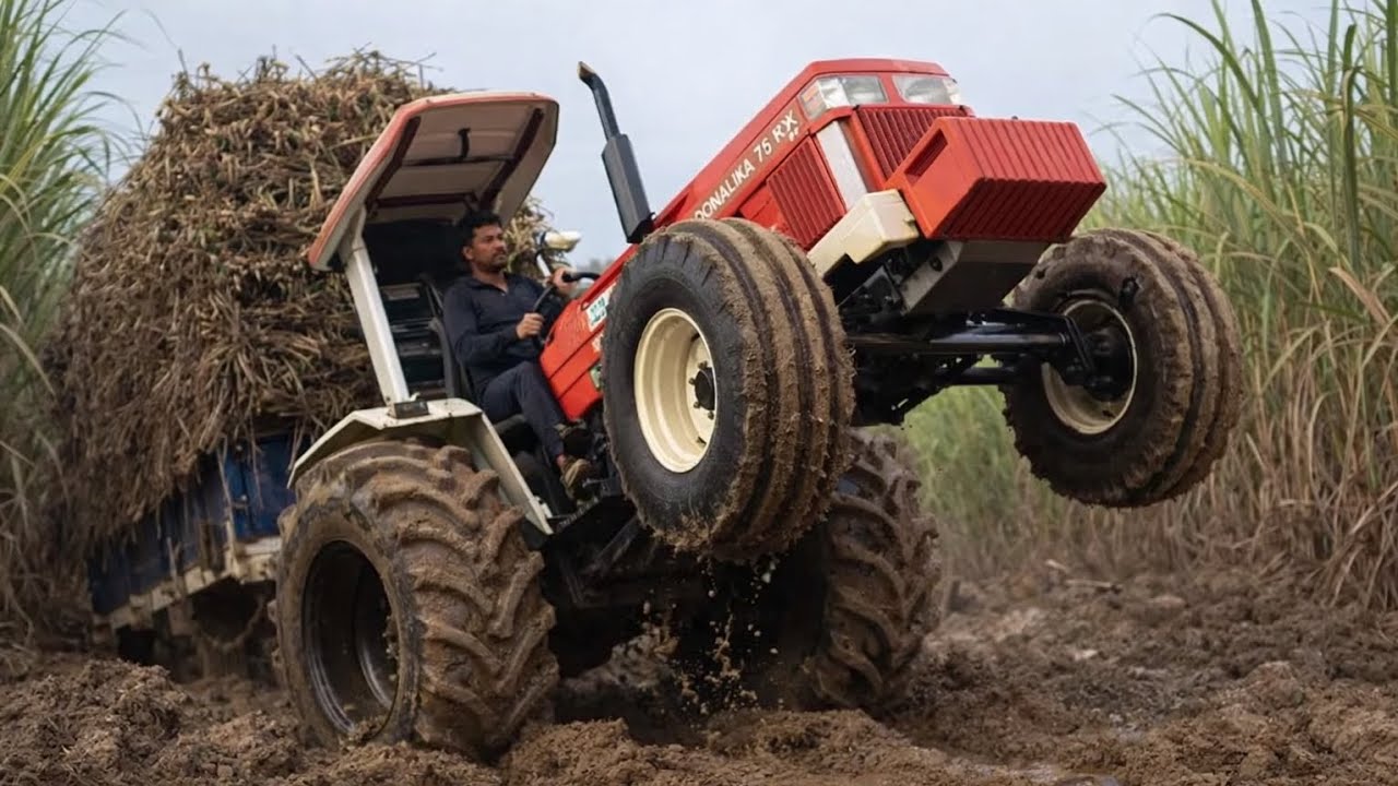 आज खेत में गन्ना लदा ट्रैक्टर फंस गया 😱 | आगे से खड़ा हो गया Tractor | Village Farming Vlog