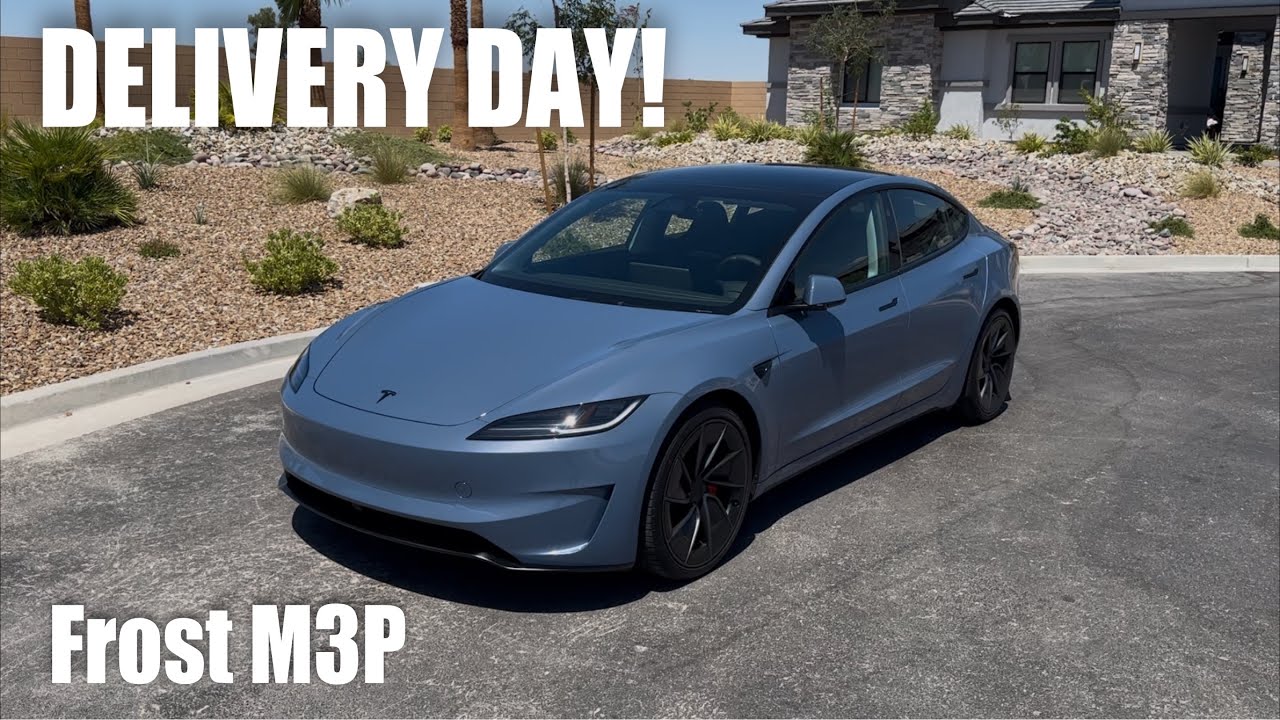 Taking delivery of my FROST BLUE Tesla Model 3 Performance!