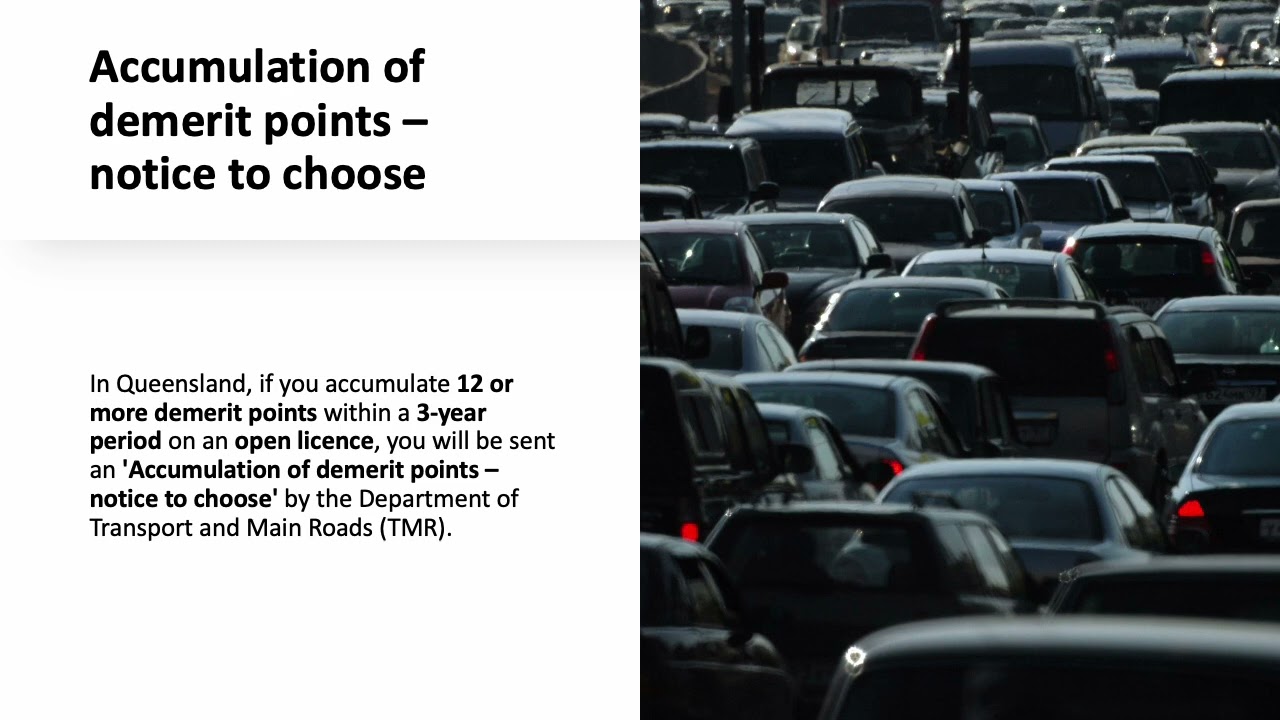 Accumulation of demerit points &ndash; notice to choose