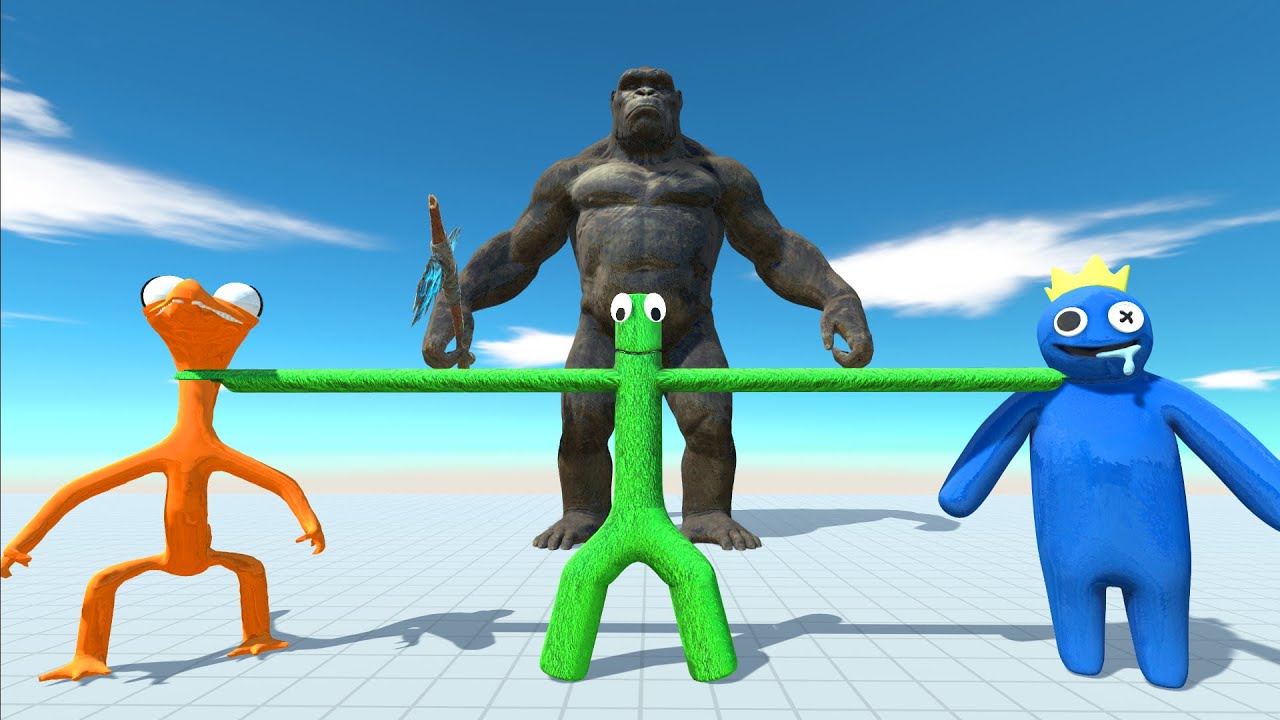 RAINBOW FRIEND GREEN + BLUE + ORANGE VS KING KONG - Animal Revolt Battle Simulator