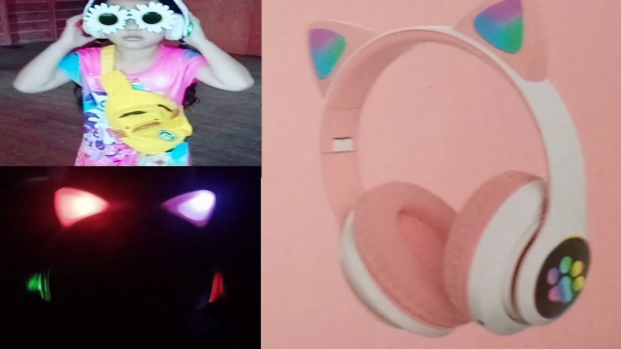 Cat ear LED Wireless Bluetooth Headset / unboxing cat headphone