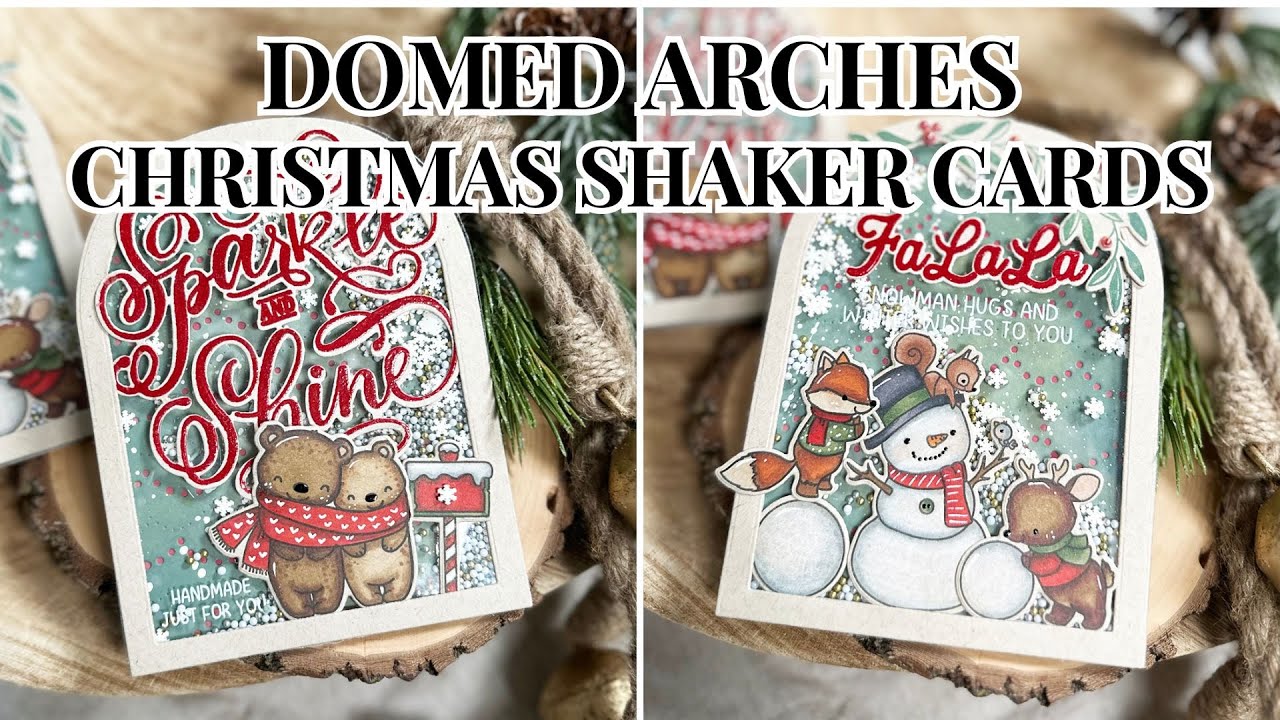 Domed Arches Christmas Shaker Cards (Mama Elephant)