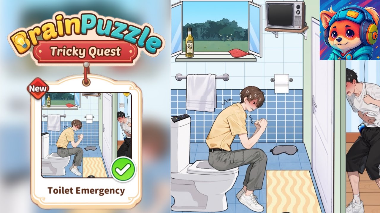 Brain Puzzle Tricky Quest Level 132 toilet emergency solving roommate&rsquo;s constipation problem