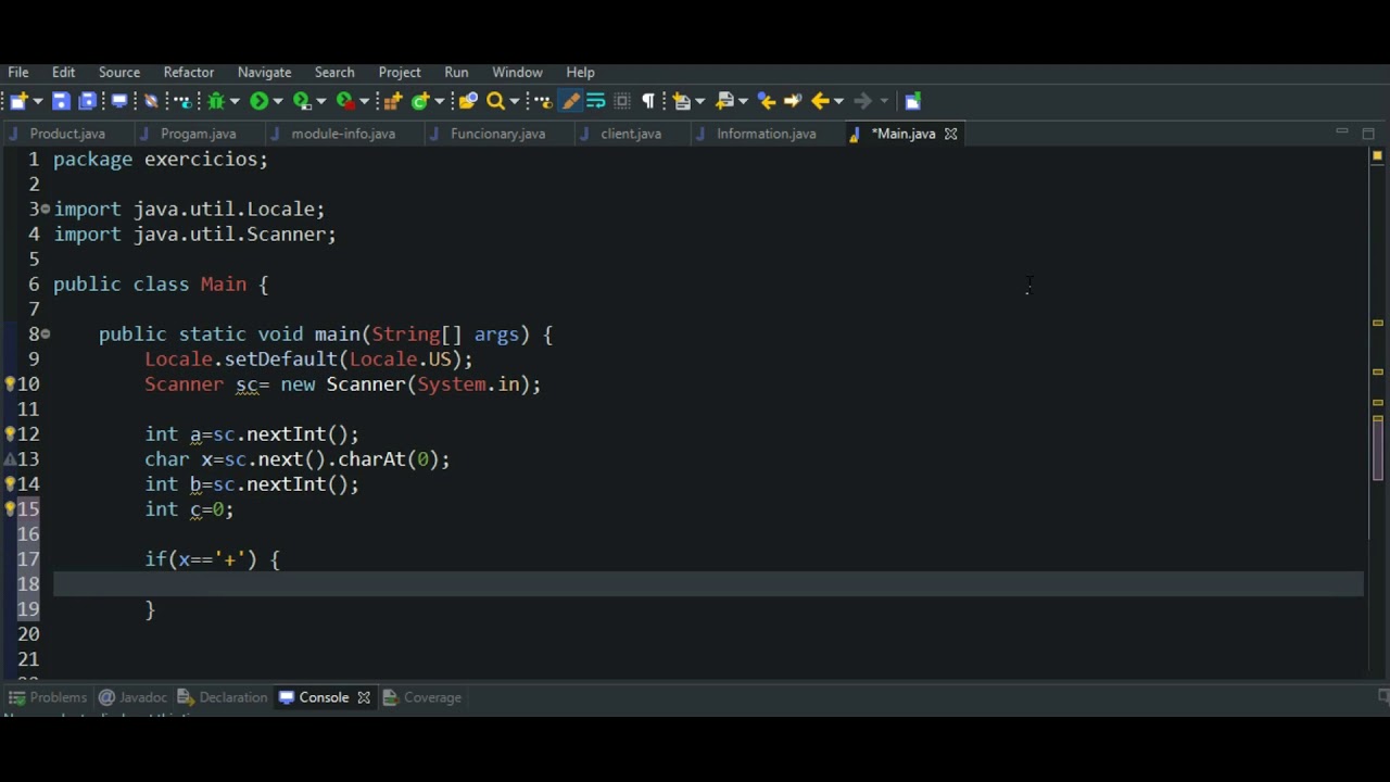 Fazendo calculadora simples de console com java