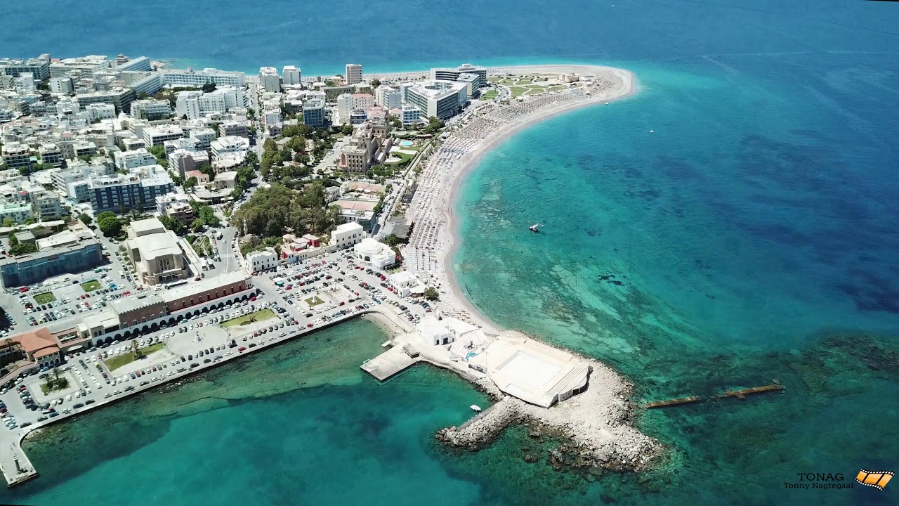 Rhodes Greece from above - New City, Old City and the Harbours - 4K