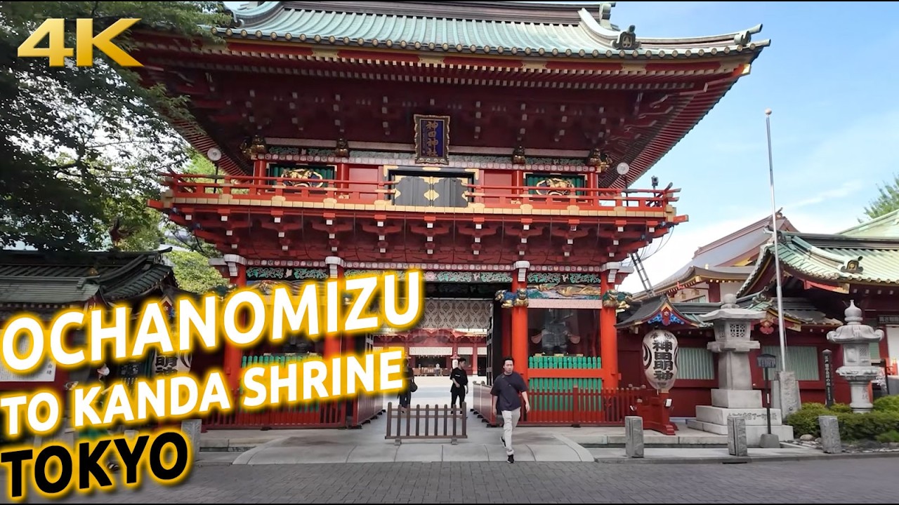 TOKYO evening walk from Ochanomizu Station to Kanda Myōjin shrine &middot; Japan in 4K