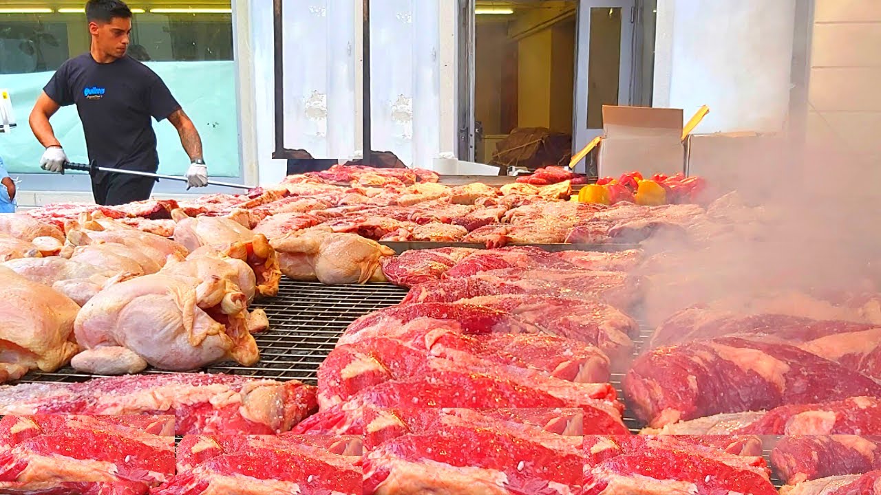Italy Street Food. Huge Ribs, Sausages, Loin, Sandwiches, Raclette and More