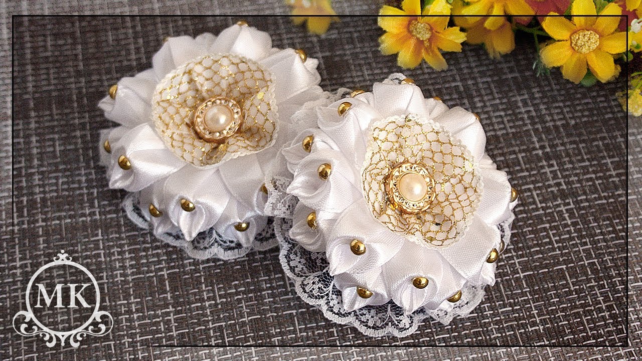 Школьные резинки для волос. Канзаши. МК. / DIY. Kanzashi. School Scrunchy.