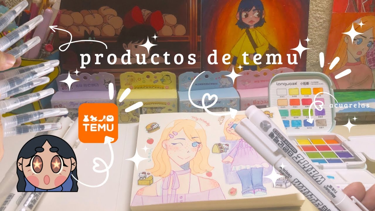 probando material de arte de temu🍡🌈💗 | haul de temu🍰🍡💚