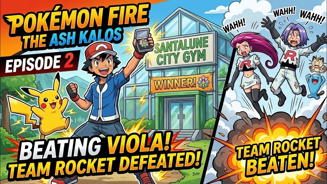 Pokemon Fire Ash (Kalos) # Episode 2 A Flash of Victory: The Santalune Gym Challenge!