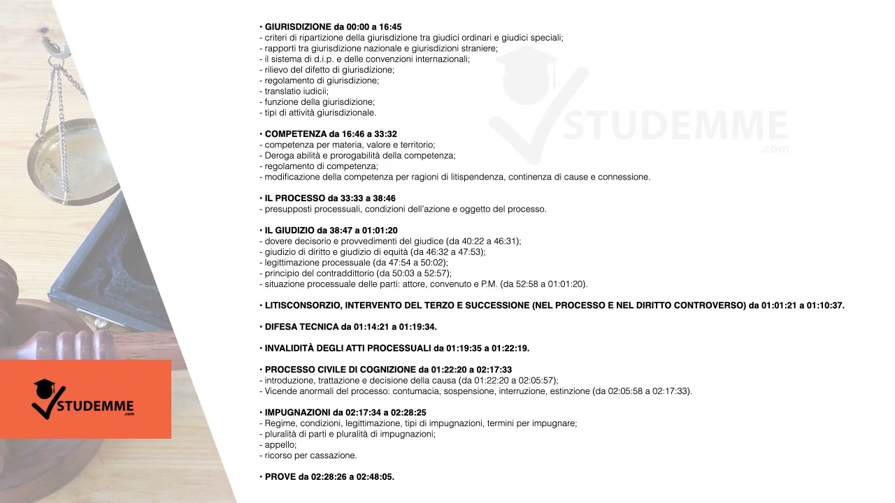 VIDEO RIASSUNTO DIRITTO PROCESSUALE CIVILE COMPLETO GRATIS