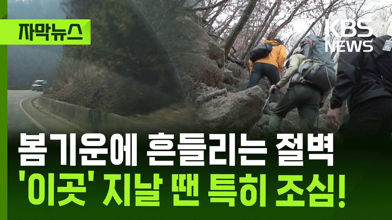 [자막뉴스] 봄기운에 흔들리는 절벽…'이곳' 지날 땐 특히 조심! / KBS 2026.03.15.