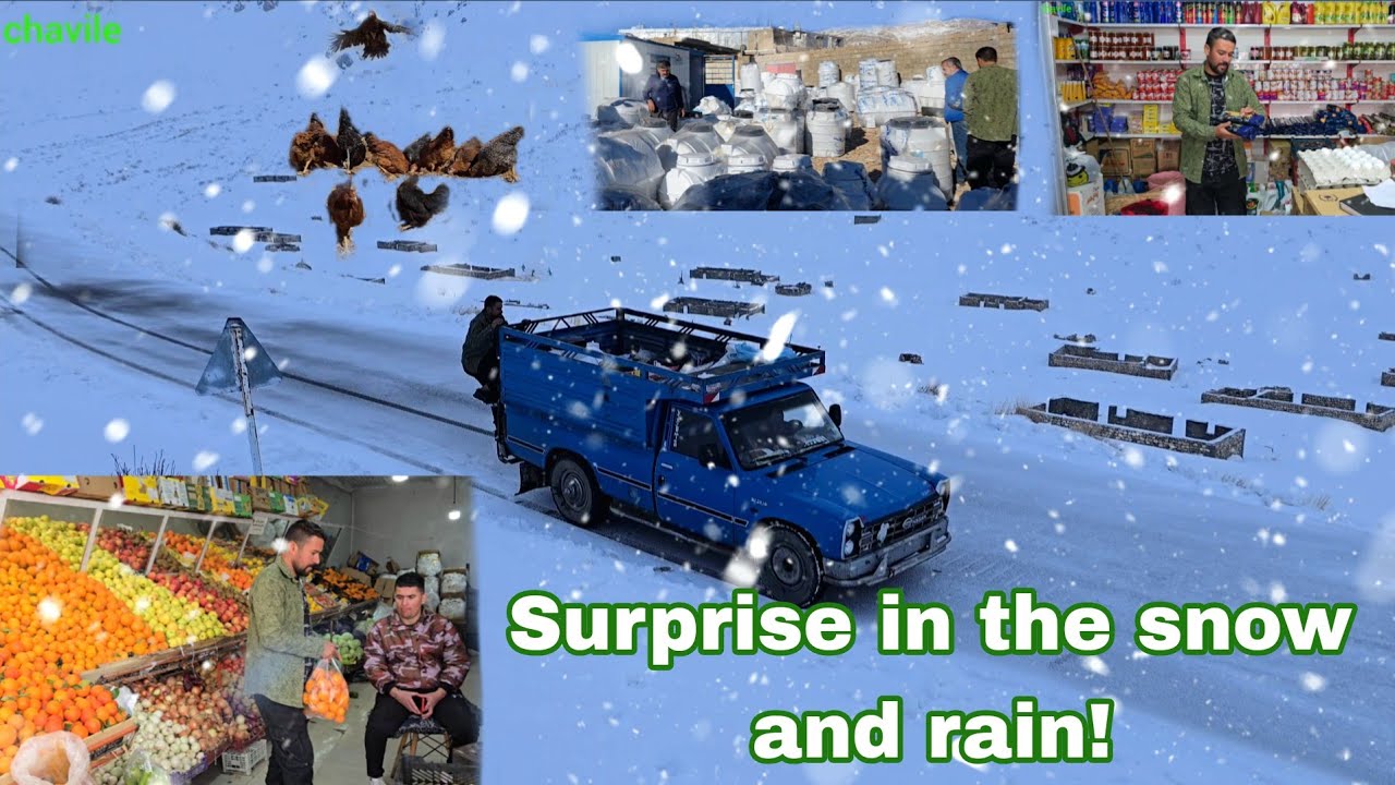 family adventure in Zagros ❄️🌧️ | Surprise in snow and rain on a shopping trip 🏔️