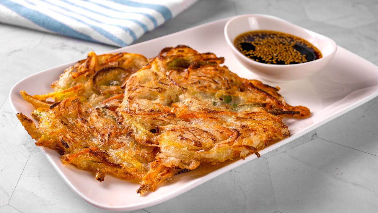 Yachaejeon Rezept - Koreanische Gemüse Pfannkuchen mit Dip - Vegan