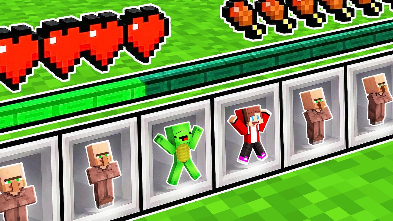 Mikey and JJ Village Hide inside Inventory in Minecraft (Maizen)