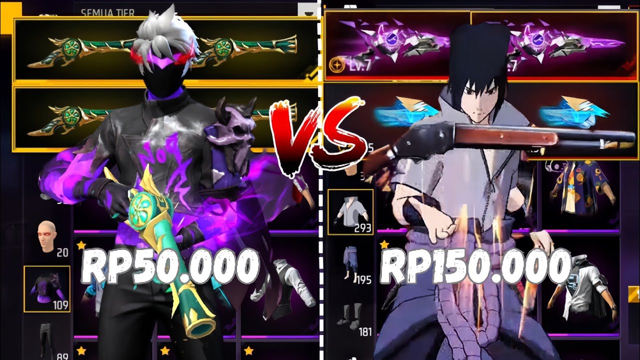 REVIEW AKUN FF HARGA 50.000 VS 150.000!! FULL EVOMAXX🥶🔥