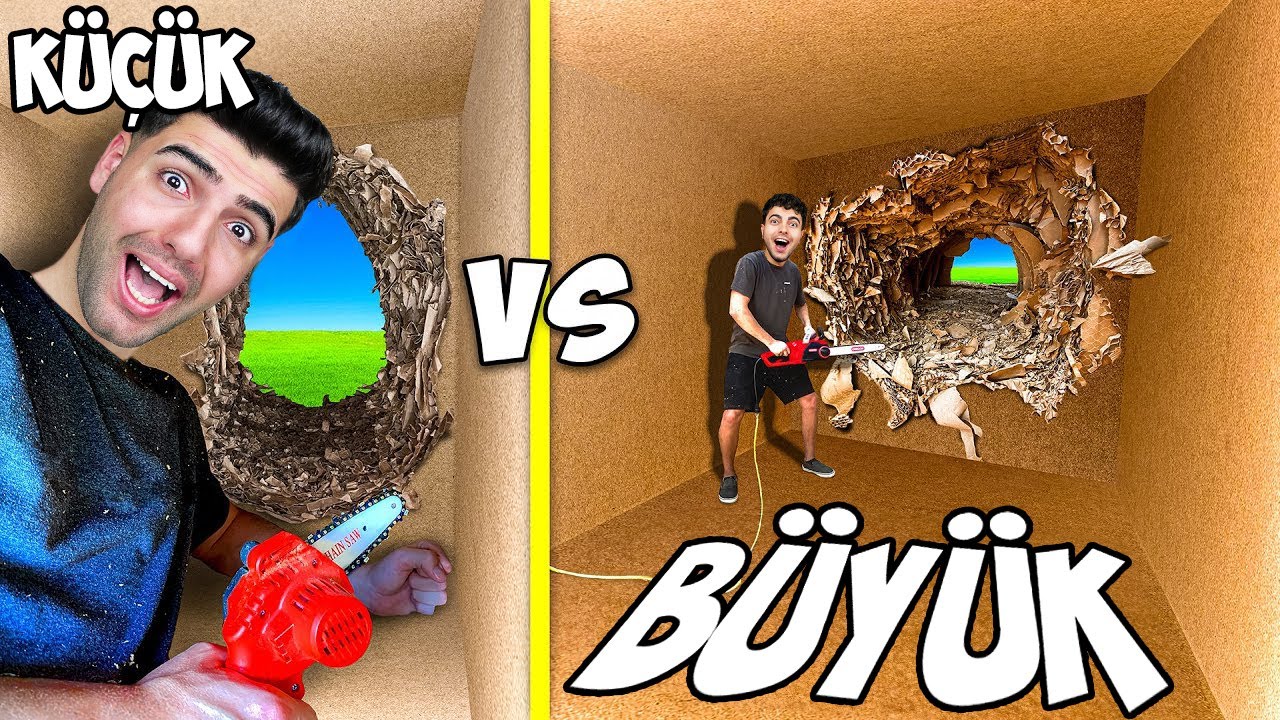 100 KAT KÜÇÜK vs BÜYÜK KARTON KUTUDAN İLK ÇIKAN KAZANIR ?! M2B