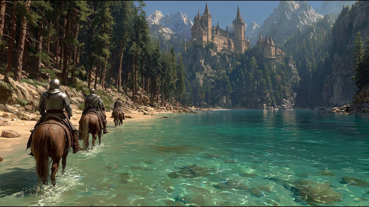 The Castle Lake of the Mountain Crown | Medieval Fantasy Music & Animated Ambience