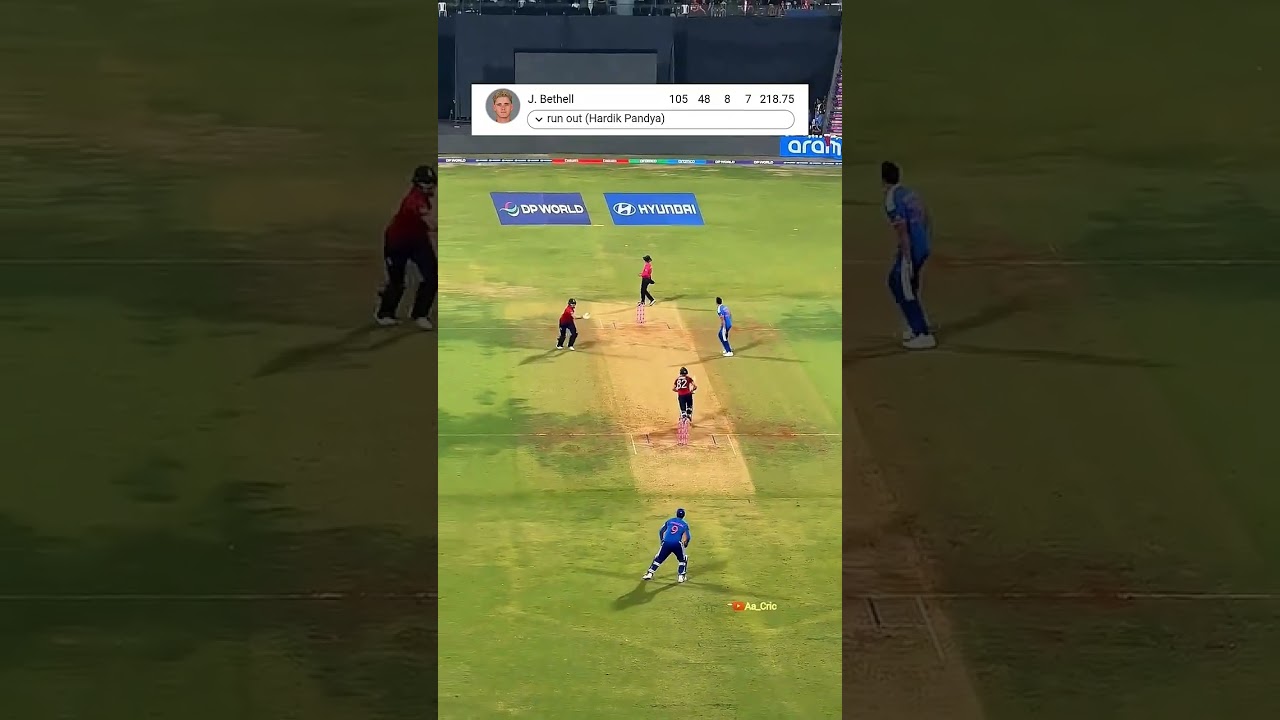 jacob bethell Run Out by Hardik pandya #short #cricket #indvseng