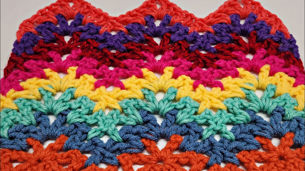 How To Crochet An EASY Stitch For Blankets and Scarfs - V Stitch Ripple Stitch
